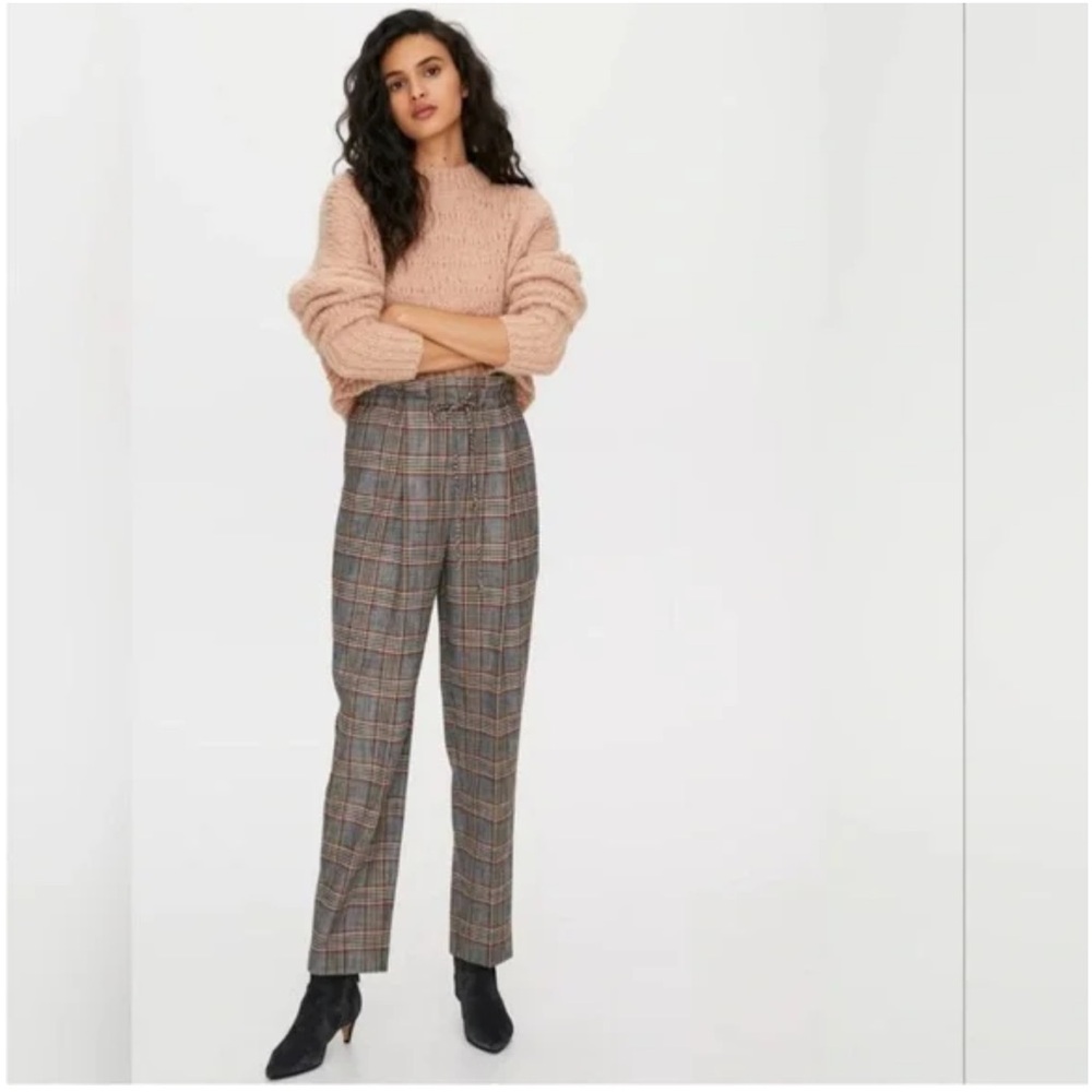 Wilfred Pantalon Gray Plaid Relaxed Pants